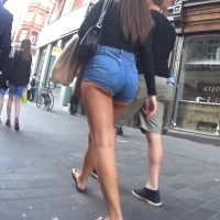 Tight denim shorts