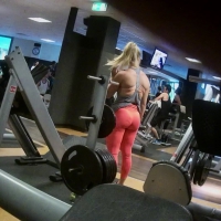 Sexy blonde in leggings at the gym