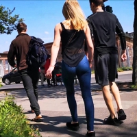 Blonde booty in blue