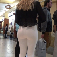 Hot blonde in white leggings