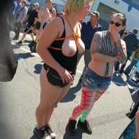 Topless blonde nerd