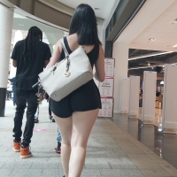 Big booty brunette at the mall