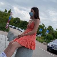 Hottie in an orange skirt