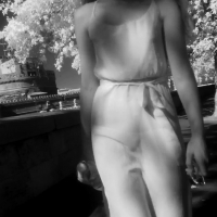 Hottie in see through dress in infrared video