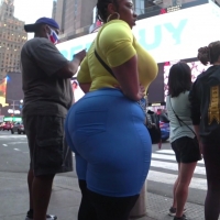 Faaat black ass in jeans with vpl