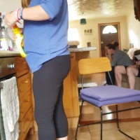 Housekeeper in leggings