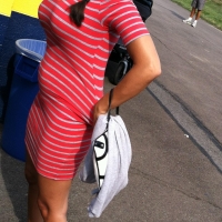 Candid busty brunette babe in a skin tight skirt with great tits IMG_0651.JPG
