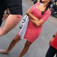Candid busty brunette babe in a skin tight skirt with great tits IMG_0700.JPG