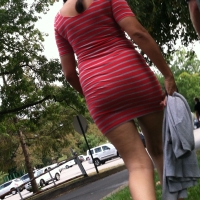 Candid busty brunette babe in a skin tight skirt with great tits IMG_0802.JPG