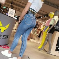 Sexy blonde in tight jeans