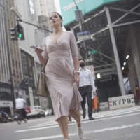 Sexy office babe in a dress