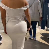 Amazing curves in white dress