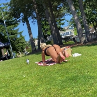 Sexy blonde n black thong