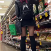 Sexy goth chick upskirted