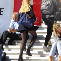 candidsexystreet_37088773464_Blonde beauty in miniskirt and pantyhose on stairs.jpg
