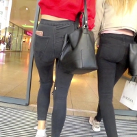 Two booties in jeans