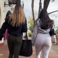 Brunette booty and skinny blonde booty