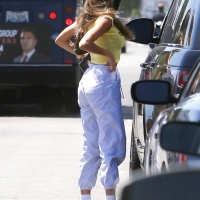 Madison Beer shows off her midriff in a shirt and sweats on Melrose Avenue in West Hollywood 06.jpg