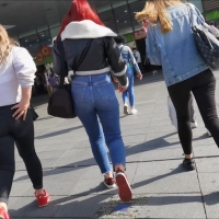 Three girls in jeans