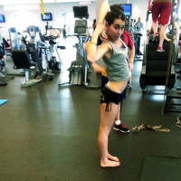 Gym babe in tiny shorts