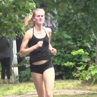 Skinny blonde runner