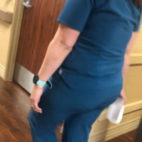 Milf nurse ass in scrubs with vpl Milf nurse