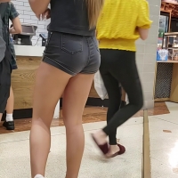 Fit mall girl in shorts
