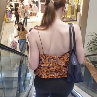 Skinny mall girl in leggings