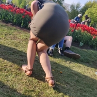 Candid blonde thong line
