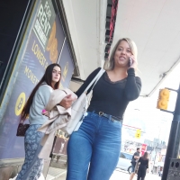 Thick blonde in tight jeans