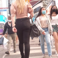 Hot blonde in black jeans