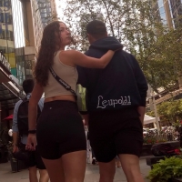 Hottie in brown spandex shorts