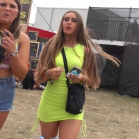 Hottie in neon skirt