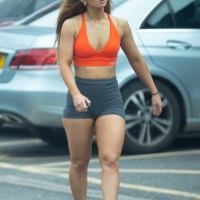 Maisie Smith showing her booty in spandex and pokies at Strictly Come Dancing rehearsals in London 05.jpg
