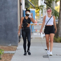 Vanessa Hudgens in snake skin patterned leggings outside a gym in Los Angeles 05.jpg