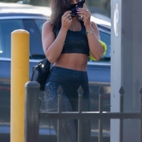 Vanessa Hudgens in snake skin patterned leggings outside a gym in Los Angeles 07.jpg