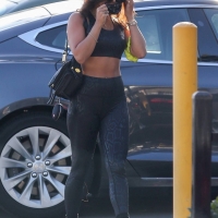 Vanessa Hudgens in snake skin patterned leggings outside a gym in Los Angeles 11.jpg