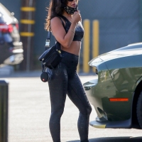 Vanessa Hudgens in snake skin patterned leggings outside a gym in Los Angeles 10.jpg