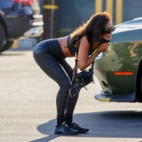 Vanessa Hudgens in snake skin patterned leggings outside a gym in Los Angeles 23.jpg