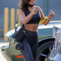Vanessa Hudgens in snake skin patterned leggings outside a gym in Los Angeles 27.jpg