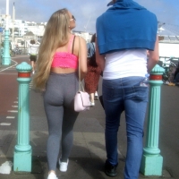 Sexy candid Barbie looking blonde with a nice ass in grey leggings DarkestBlue - Candid 62 - Teens & Older in Leggings and Lycra Shorts - 0012wr-14.jpg
