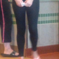 Sexy candid babe with a nice ass in leggings getting food with her friend in denim shorts 64383922.jpg