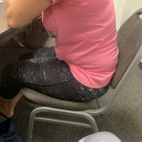 Cute candid college classmate in patterned leggings 65457347.jpg