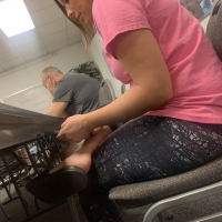 Cute candid college classmate in patterned leggings 65457351.jpg