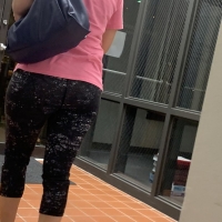 Cute candid college classmate in patterned leggings 65457358.jpg