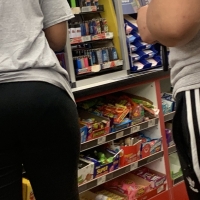 Candid black babe with a nice ass and vpl in flared leggings 65457379.jpg
