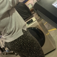 Candid big booty ebony milf shopping in black and white patterned leggings 65695627.jpg