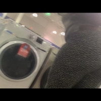Candid big booty ebony milf shopping in black and white patterned leggings 65695643.jpg