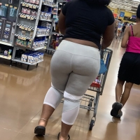 Candid fat boot ebony milf in grey leggings shopping with her daughter at Walmart 65457386.jpg