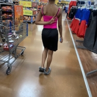 Candid fat boot ebony milf in grey leggings shopping with her daughter at Walmart 65457389.jpg